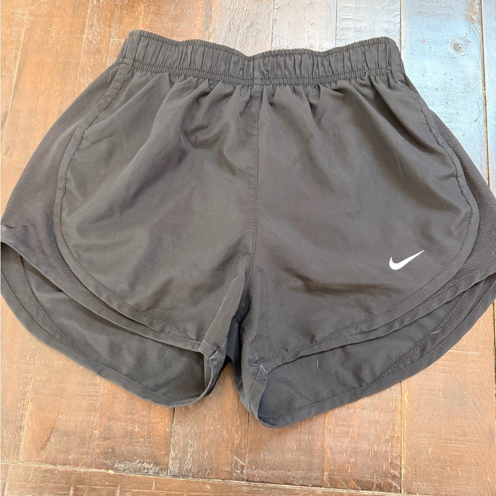 Nike Women's Black Athletic Running Shorts with White Swoosh